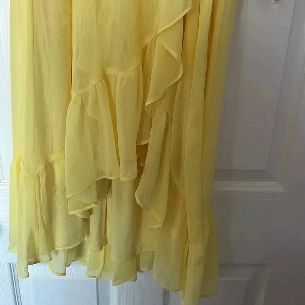 Yellow Calvin Klein Ruffle Dress Size 6 - Picture 8 of 8